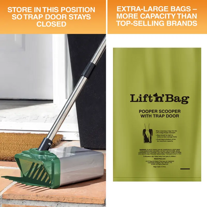 22" Dog Poop Scooper – One-Handed Pet Waste Pickup Tool with Bag Attachment