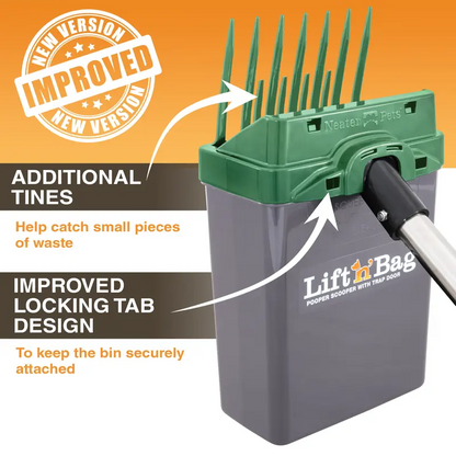 22" Dog Poop Scooper – One-Handed Pet Waste Pickup Tool with Bag Attachment