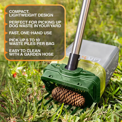22" Dog Poop Scooper – One-Handed Pet Waste Pickup Tool with Bag Attachment